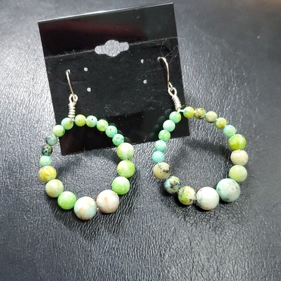 Earth Art hand crafted artisan Jewelry - Green-pop Hoop Earrings